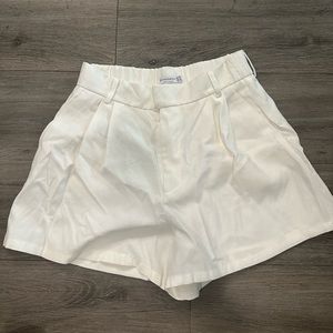 White linen shorts
